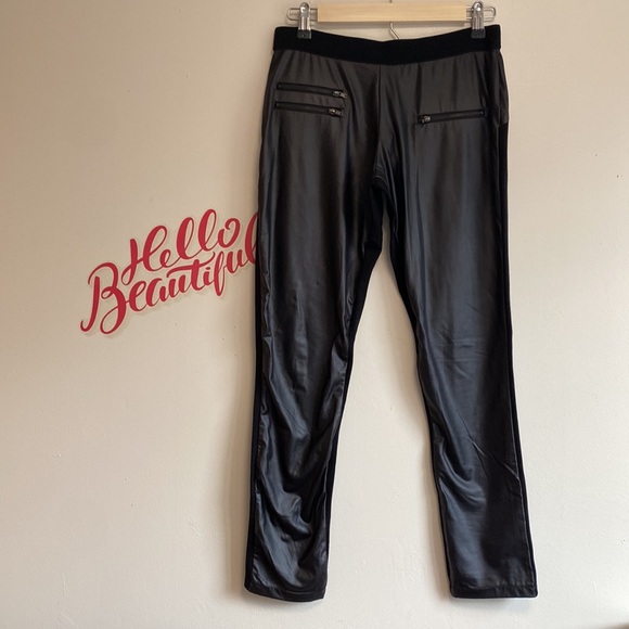 Shinestar Black Leather/ Spandex Leggings w/ Zippers - Picture 2 of 8